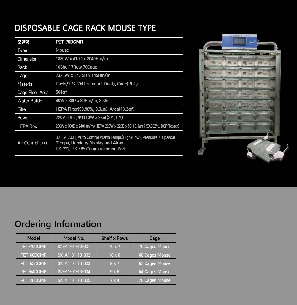 Disposable Cage 70 Rack Mouse Type > 실험동물관련장비 | 쓰리샤인몰 : 실험동물관련 모든장비 및 ...